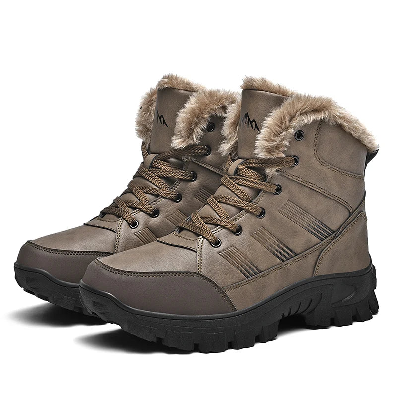 Load image into Gallery viewer, HIKEUP Winter Boots Men Cotton Shoes High Top Snow Boots Outdoor Hiking Shoes Men Waterproof Combat Military Boots Plus Size
