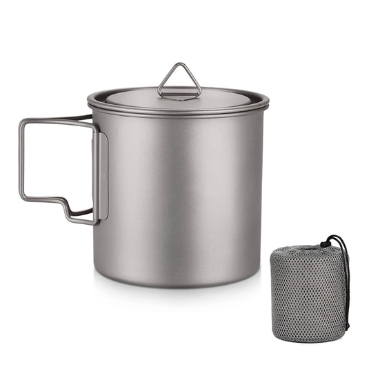 Ultralight Titanium Camp Mug | 300ml–750ml Foldable Handle Cup | Outdoor Camping Picnic Drinkware