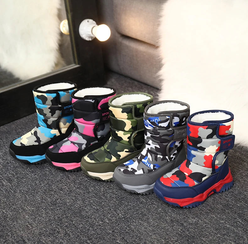 Load image into Gallery viewer, Hot Camouflage Children Snow Boots Hig Top Velvet and Thicken Kids Boot Girl Boys  Anti-slip Wear-resistant Shoe Child Snow Boot

