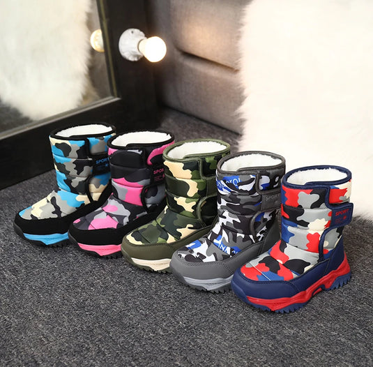 Hot Camouflage Children Snow Boots Hig Top Velvet and Thicken Kids Boot Girl Boys  Anti-slip Wear-resistant Shoe Child Snow Boot