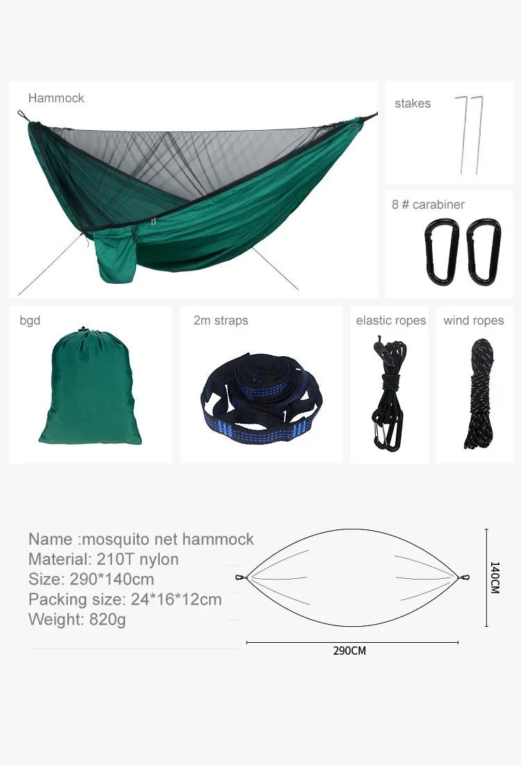 Load image into Gallery viewer, Mosquito Net Camping Hammock – Lightweight Outdoor Hanging Bed (290x140cm)
