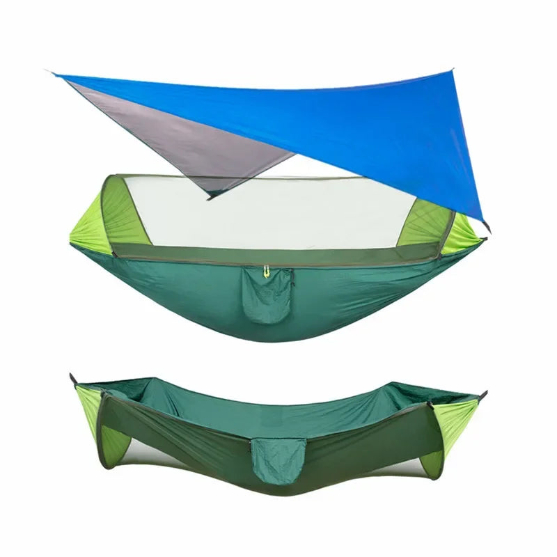 Load image into Gallery viewer, Camping Hammock with Mosquito Net and Rain Fly – 2-Person Portable Outdoor Hammock for Backpacking, Travel, Survival
