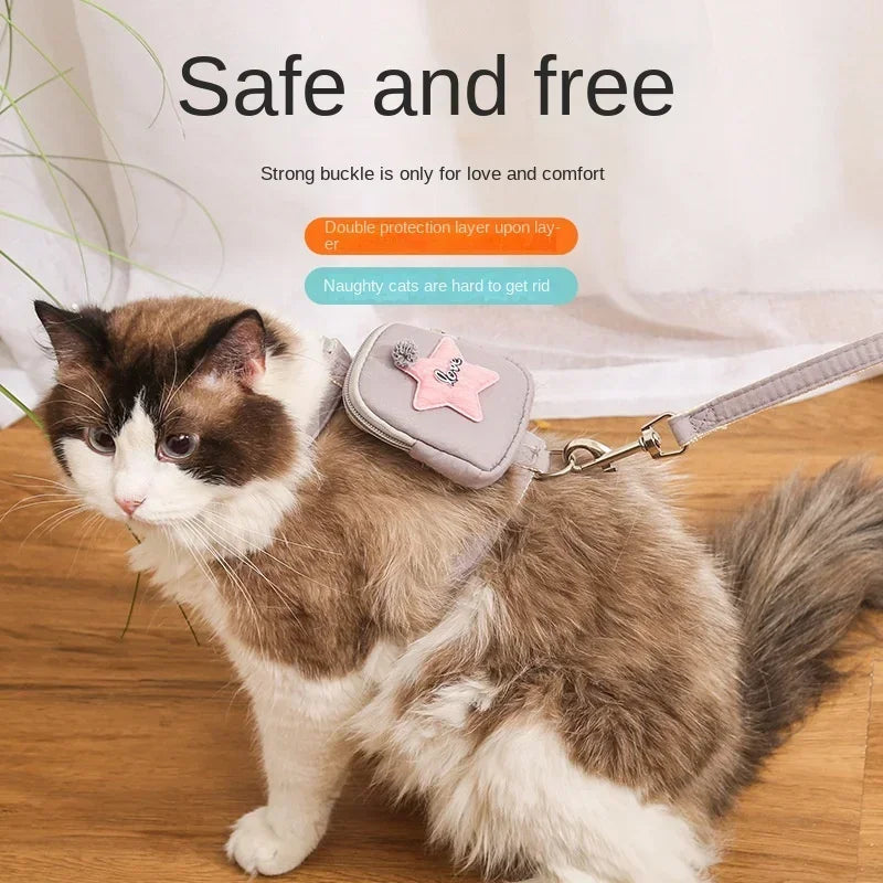 Load image into Gallery viewer, Pet Dog Leash Backpack Chest Strap Teddy Puppy Harness Dogs and Cat Adjustable Chain Rope Collar Outdoor Travel Snacks Bag
