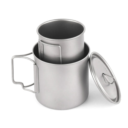 Ultralight Titanium Camp Mug | 300ml–750ml Foldable Handle Cup | Outdoor Camping Picnic Drinkware