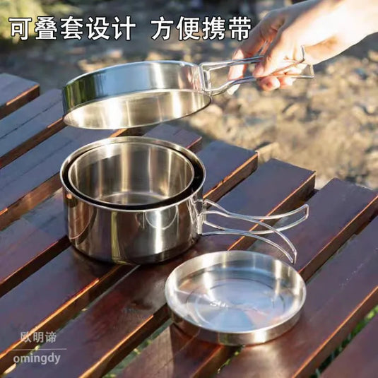 Outdoor Cookware Portable Outdoor Tools Camping Set Picnic Equipment Boiling Pot Set Outdoor Picnic Cookware Pot