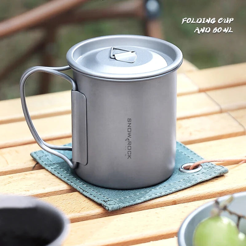Load image into Gallery viewer, Camping Mug Titanium Cup | 450ml Tourist Tableware Picnic Utensils Outdoor Kitchen
