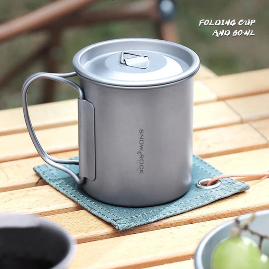 Camping Mug Titanium Cup | 450ml Tourist Tableware Picnic Utensils Outdoor Kitchen