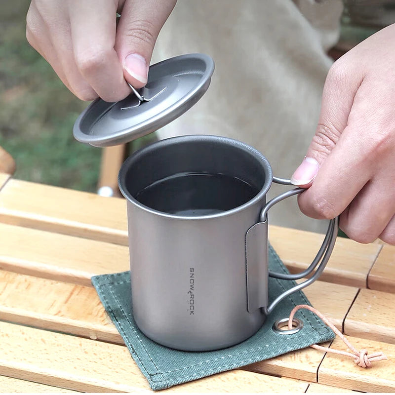 Load image into Gallery viewer, Camping Mug Titanium Cup | 450ml Tourist Tableware Picnic Utensils Outdoor Kitchen
