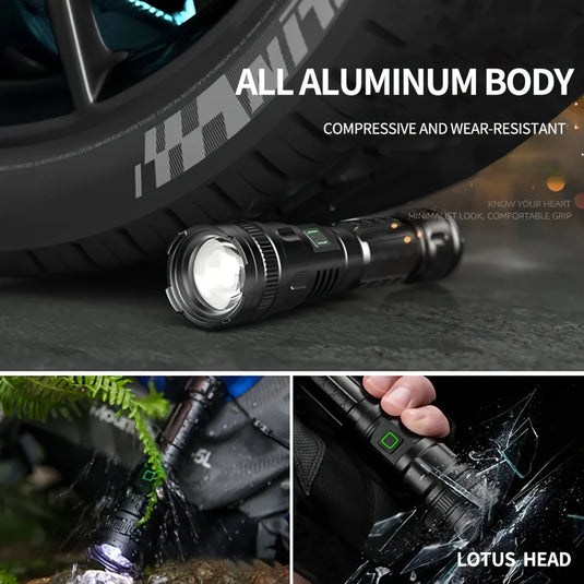 LED Emergency Handheld Flashlight, 1Pack, Adjustable Focus, Water Resistant, 3 Modes, Tactical Torch for Hurricane, Camping, Dog