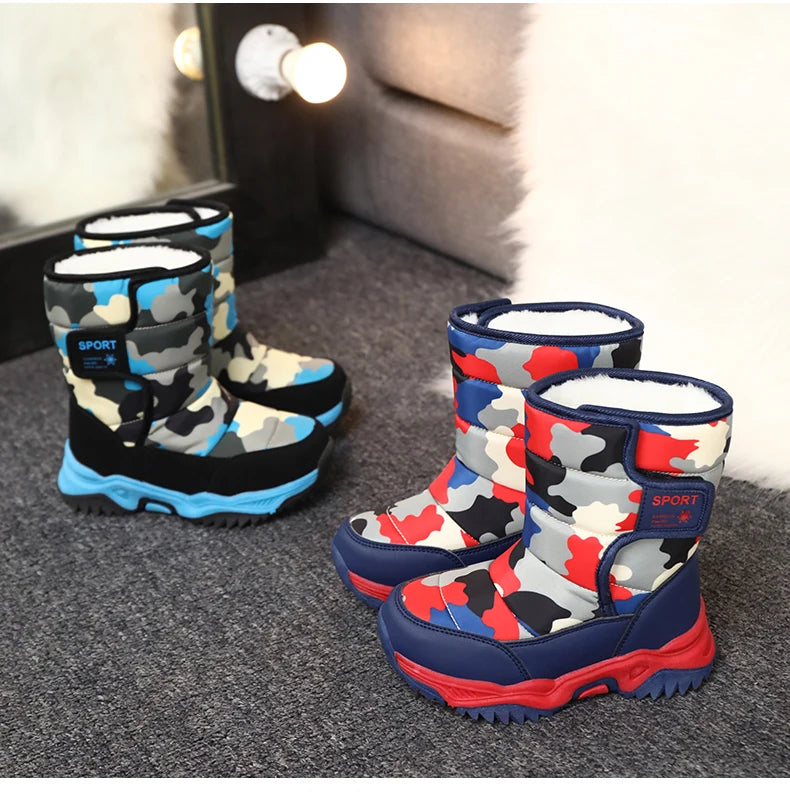 Load image into Gallery viewer, Hot Camouflage Children Snow Boots Hig Top Velvet and Thicken Kids Boot Girl Boys  Anti-slip Wear-resistant Shoe Child Snow Boot
