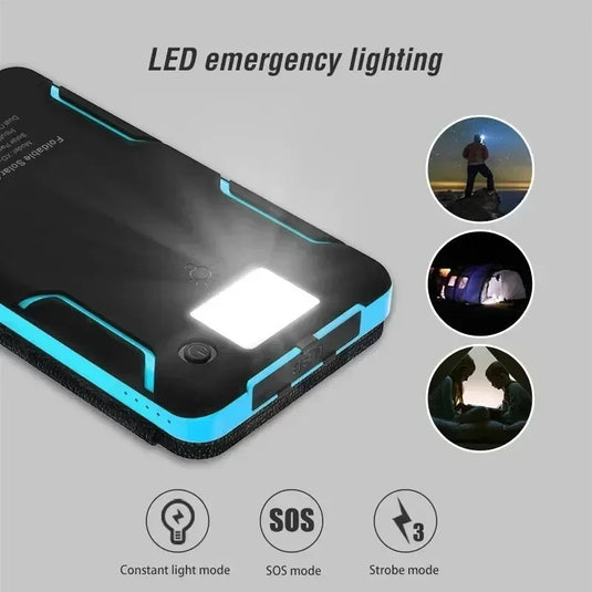 200000mAh Solar Power Bank | Foldable Panel Fast Charging | Waterproof Outdoor Camping Battery