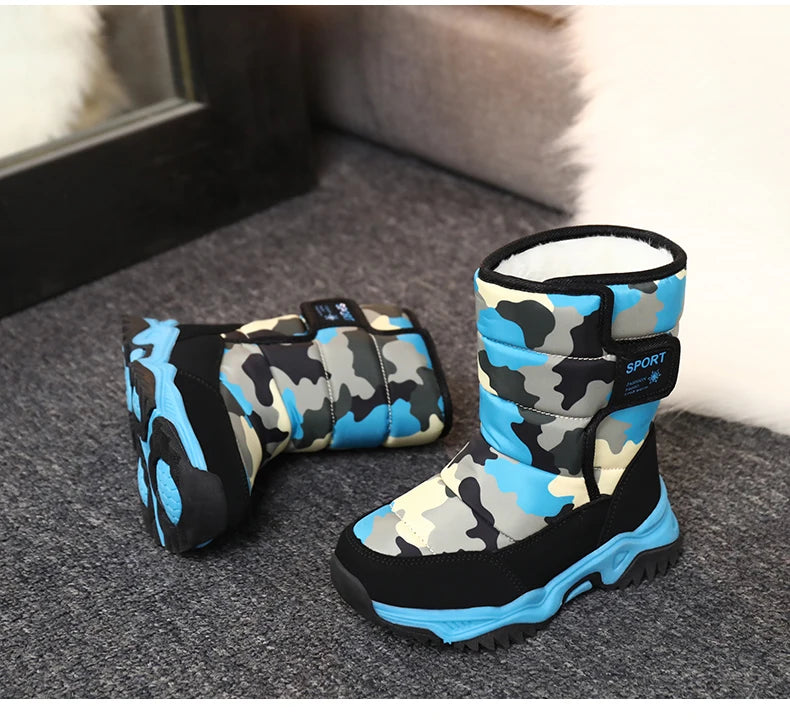 Load image into Gallery viewer, Hot Camouflage Children Snow Boots Hig Top Velvet and Thicken Kids Boot Girl Boys  Anti-slip Wear-resistant Shoe Child Snow Boot
