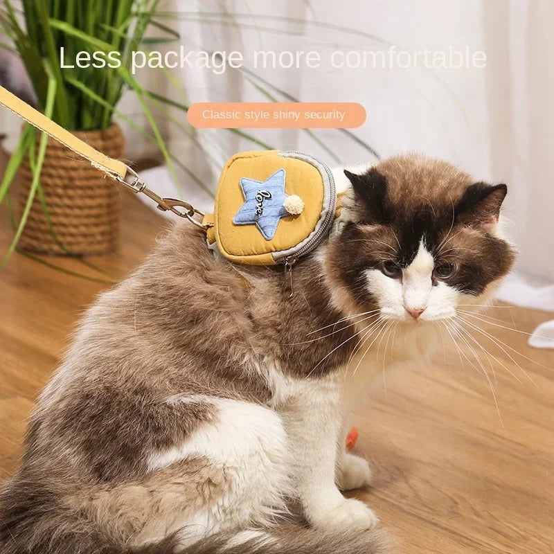 Load image into Gallery viewer, Pet Dog Leash Backpack Chest Strap Teddy Puppy Harness Dogs and Cat Adjustable Chain Rope Collar Outdoor Travel Snacks Bag
