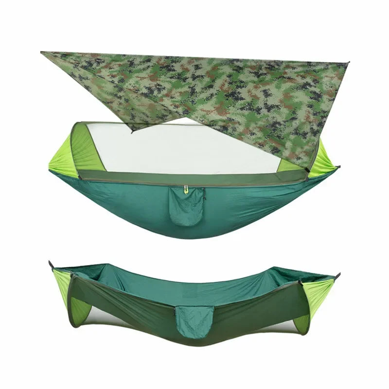 Load image into Gallery viewer, Camping Hammock with Mosquito Net and Rain Fly – 2-Person Portable Outdoor Hammock for Backpacking, Travel, Survival
