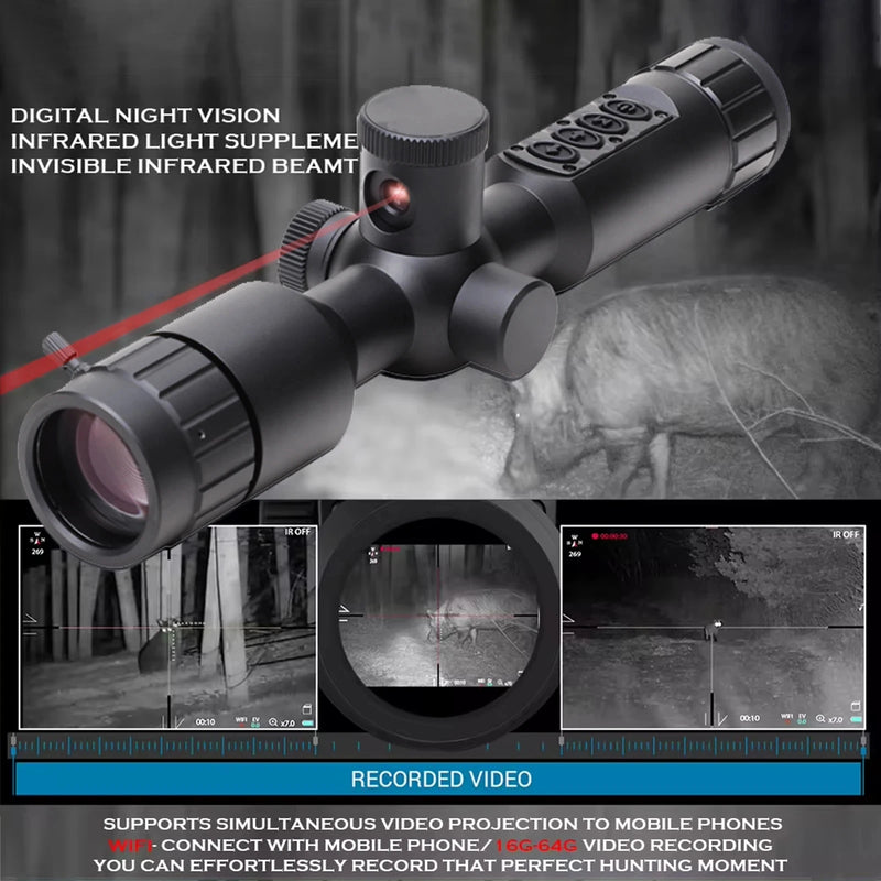 Load image into Gallery viewer, New NS40 Digital Night Vision Scope Built Gyro Tacticle Crosshair Software Ranging 1080p Video IR Camera 7-19X Hunting Monocular
