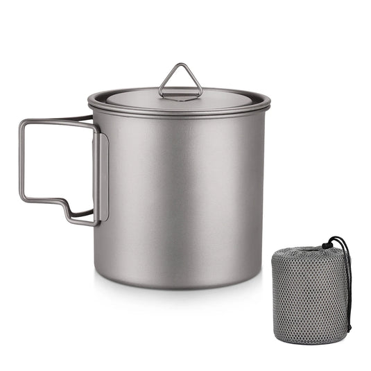 Ultralight Titanium Camp Mug | 300ml–750ml Foldable Handle Cup | Outdoor Camping Picnic Drinkware