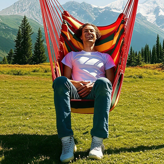 Portable Canvas Swing Chair – Outdoor Leisure Hanging Hammock for Travel, Camping, or Home Use
