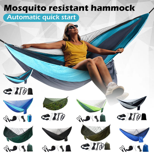 Double/Single Camping Hammock with Mosquito Net & Tree Straps