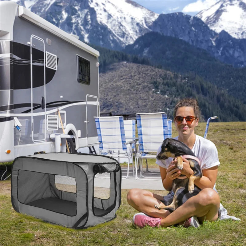 Load image into Gallery viewer, Foldable Pop-Up Dog Travel Crate Soft-Sided Pet Carrier Tent for Small Dogs &amp; Cats
