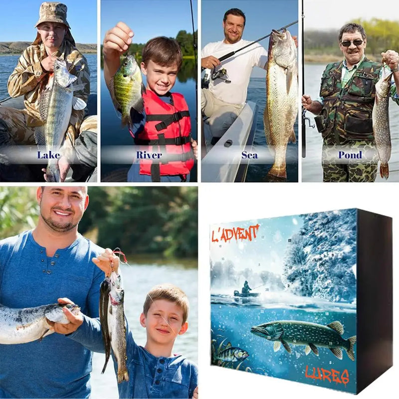 Load image into Gallery viewer, Fishing Tackle Advent Calendar Fishing Lures Set Fishing Gear Countdown Calendar Adults Kids Men Women Christmas Fish Bait Gifts
