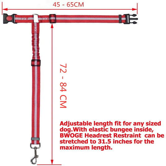 2-in-1 Reflective Pet Harness & Car Seat Belt Shock-Absorbing Travel Leash for Dogs and Cats
