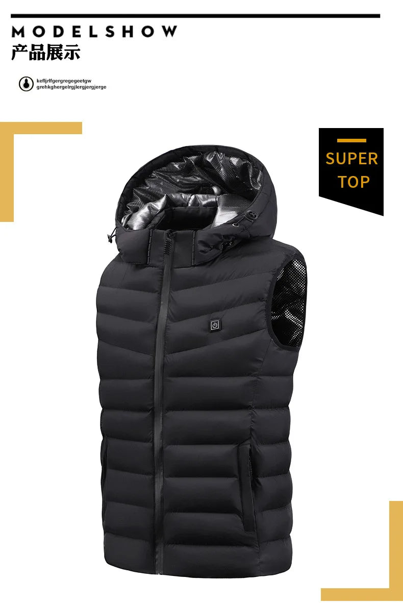 Load image into Gallery viewer, 5 Ereas Heated Vest Hooded vest Heating Vest Thermal Clothing  Men Women Usb Heated Jacket Hunting Winter Fashion Heat Jacket
