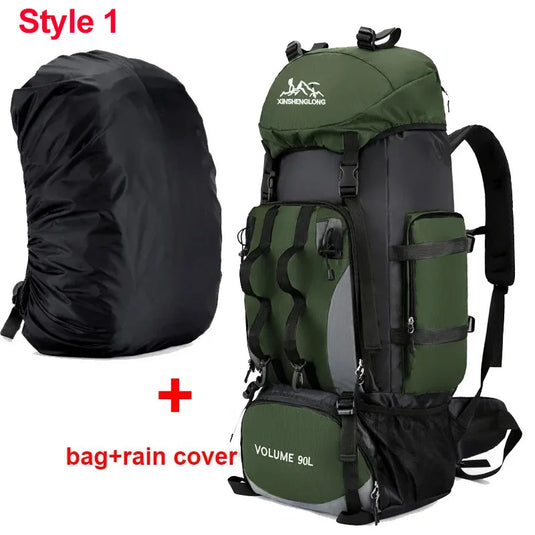 90L Hiking Camping Backpack with Rain Cover | Waterproof Trekking Rucksack | Large Climbing Travel Bag