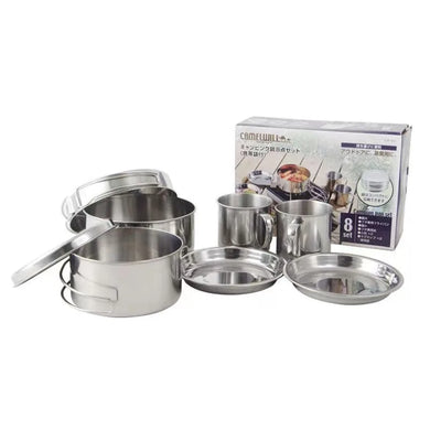 Compact Stainless Steel Outdoor Cookware Set for Group Camping