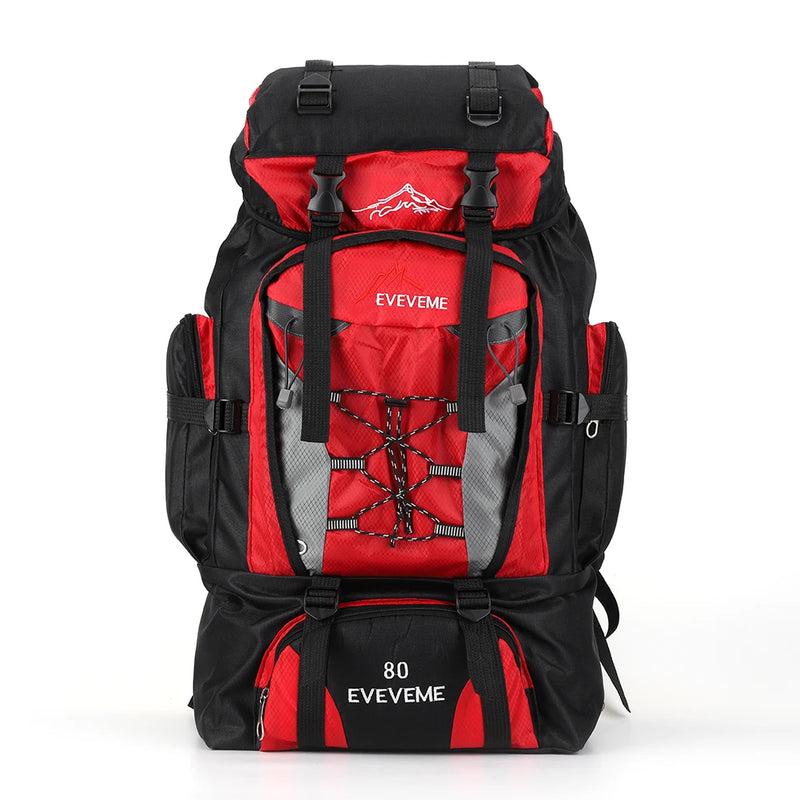Load image into Gallery viewer, Red and black backpack with 'EVEVEM' branding on a white background
