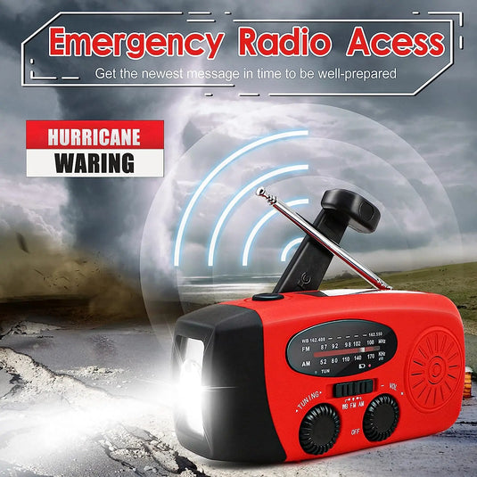 Solar Hand Crank Emergency Radio & Flashlight | 2000mAh AM/FM/NOAA Weather Radio | Camping Light