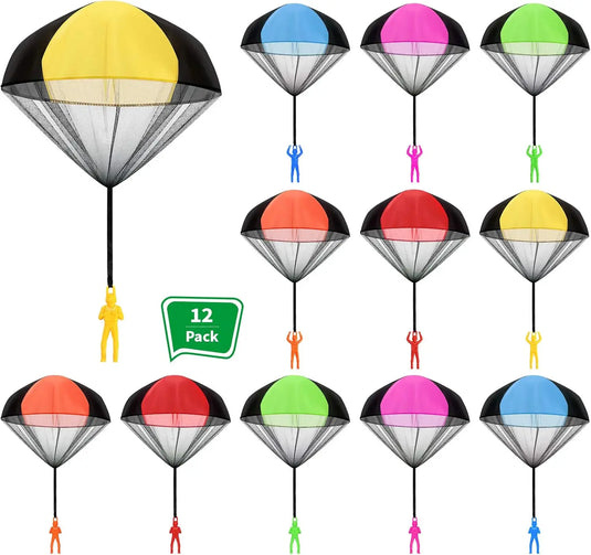 Parachute Figures Throwing Toy – 2/4/6/12 PCS Hand-Throw Army Parachute Set for Kids