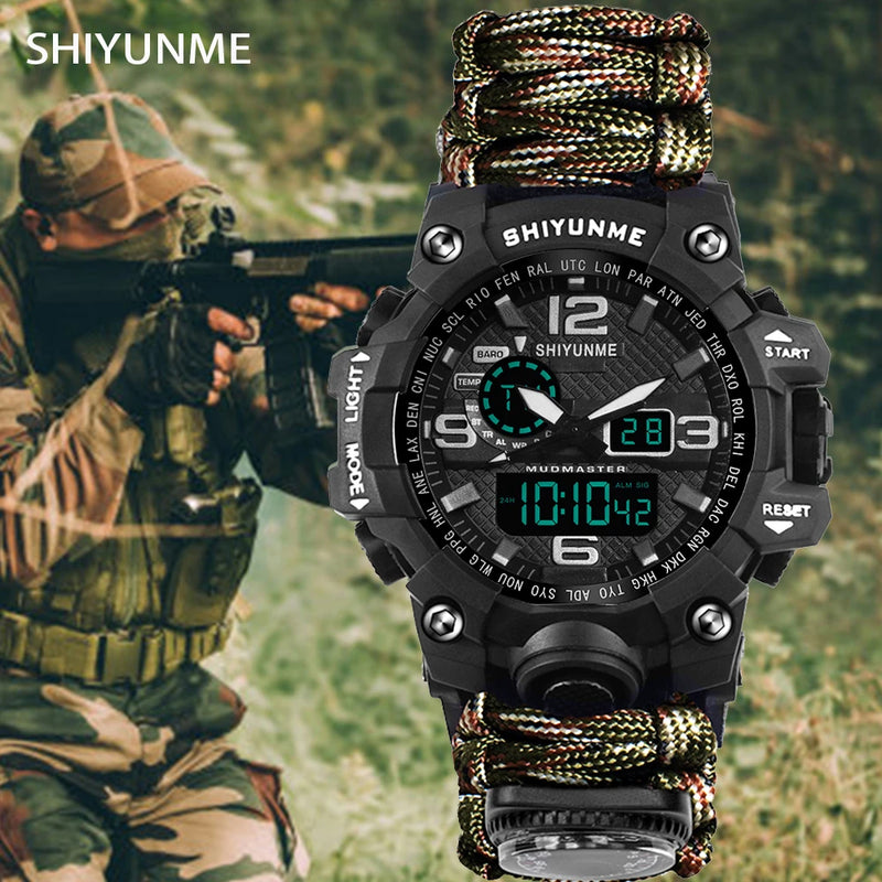 Load image into Gallery viewer, Outdoor Survival Watch Multifunctional Waterproof Military Tactical Paracord Watch Bracelet Camping Hiking Emergency Gear
