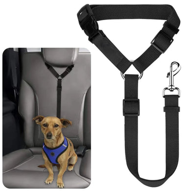 2-in-1 Pet Car Seat Belt & Leash – Adjustable Nylon Safety Strap for Dogs on the Go