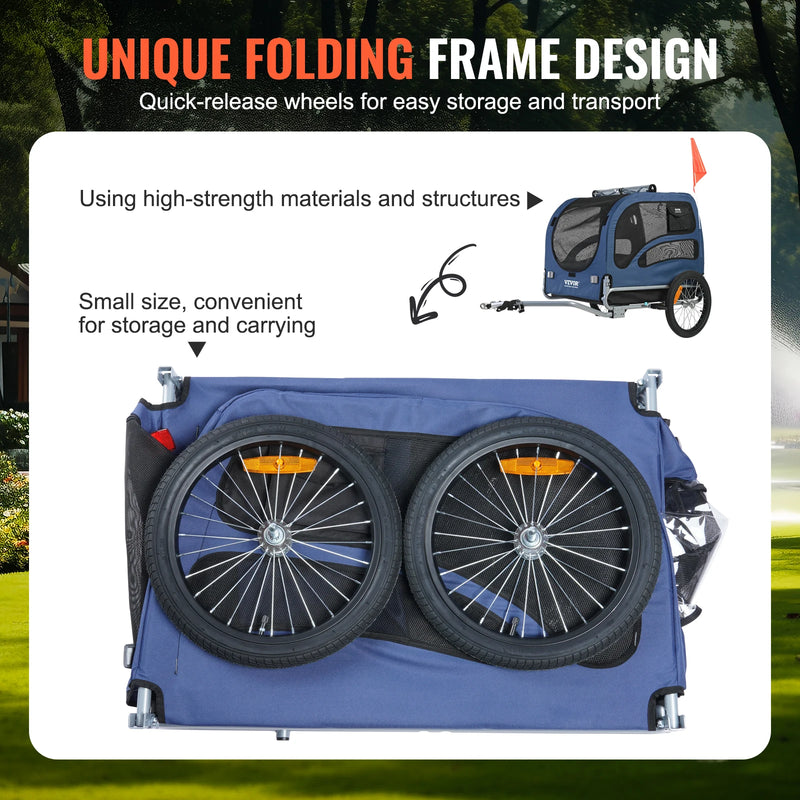 Load image into Gallery viewer, 100 lb Pet Bike Trailer Foldable Bicycle Carrier for Dogs with Coupler, Reflectors &amp; Safety Flag
