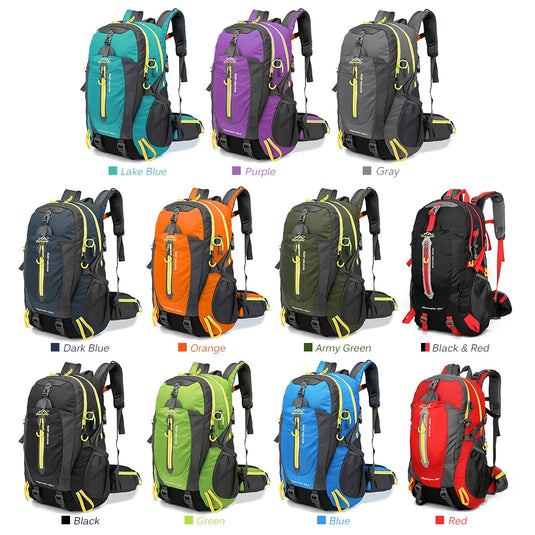 40L Water-Resistant Travel Backpack for Hiking, Camping Everyday Adventure