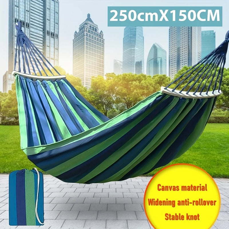 Load image into Gallery viewer, 450lb Heavy-Duty Cotton Camping Hammock – Thickened Canvas with Anti-Roll Beams

