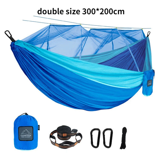 Leaftour Portable Hammock with Mosquito Net – Single & Double Sizes for Travel and Outdoor Camping
