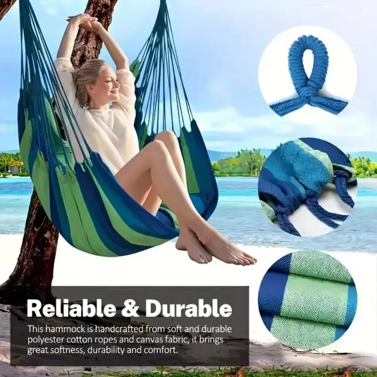 Portable Canvas Swing Chair – Outdoor Leisure Hanging Hammock for Travel, Camping, or Home Use