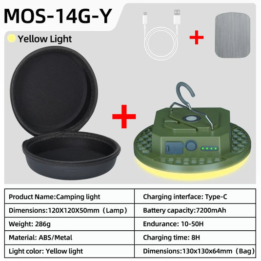 30W LED Camping Lantern 7200mAh | Rechargeable Portable Tent Light | High-Power Outdoor Lamp