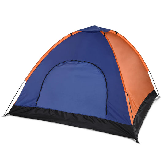 Blue and orange tent on a white background