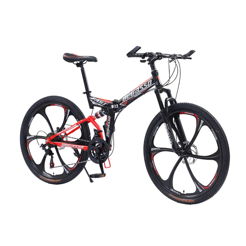 Load image into Gallery viewer, Gear-Shifting Folding Mountain Bike – 26-Inch, 24-Speed, Soft-Tail Carbon Steel Frame
