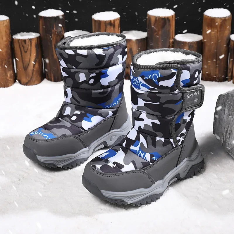Load image into Gallery viewer, Hot Camouflage Children Snow Boots Hig Top Velvet and Thicken Kids Boot Girl Boys  Anti-slip Wear-resistant Shoe Child Snow Boot
