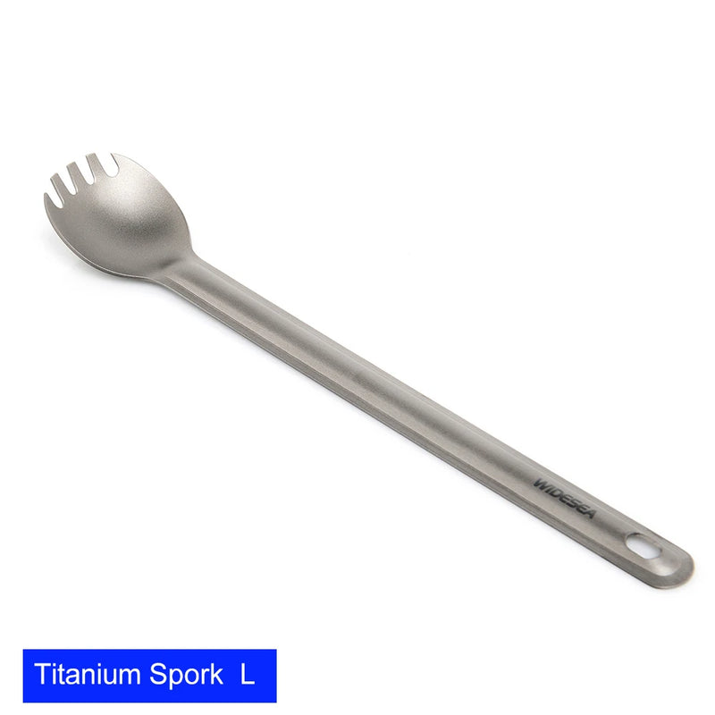 Load image into Gallery viewer, Titanium Camping Spork | Ultralight Fork Spoon Tableware | Hiking Picnic Travel Dinnerware
