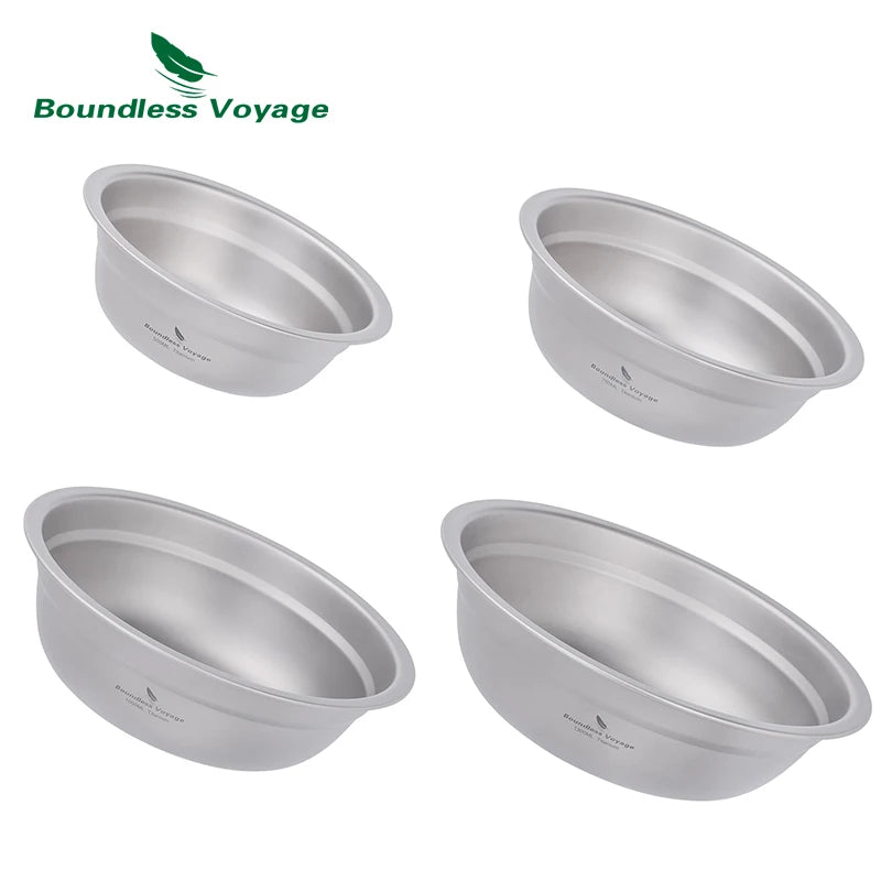 Load image into Gallery viewer, Titanium Camping Plates Bowls Set | Stackable Ultralight Dinnerware | Outdoor Serving Skillet
