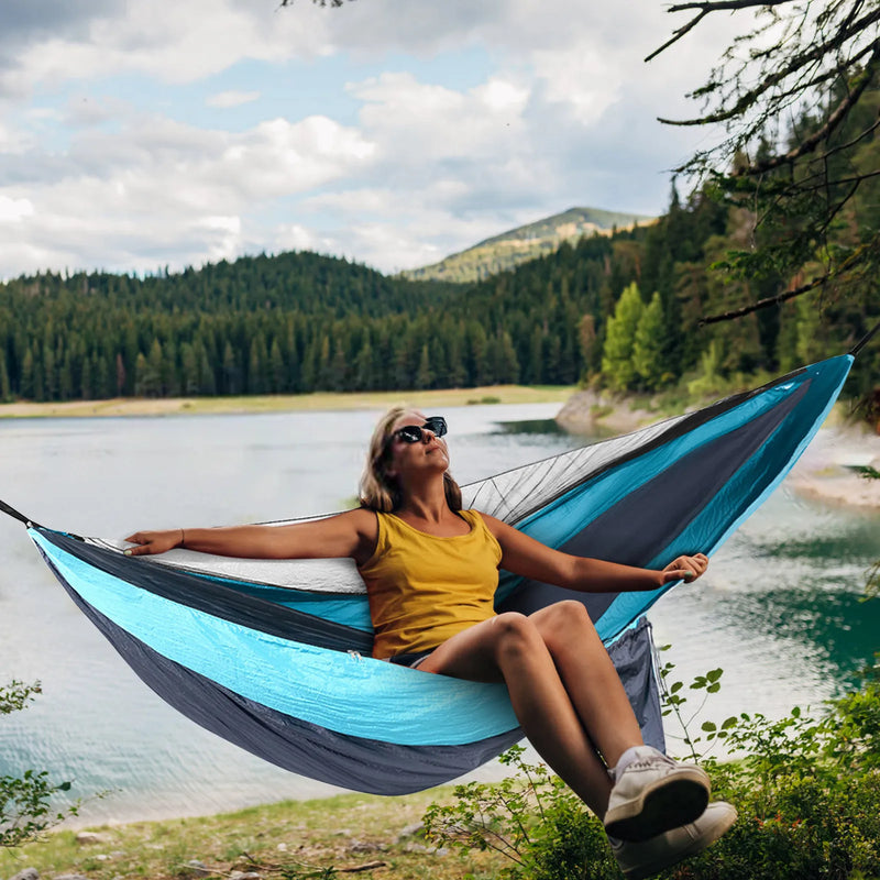Load image into Gallery viewer, Double/Single Camping Hammock with Mosquito Net &amp; Tree Straps
