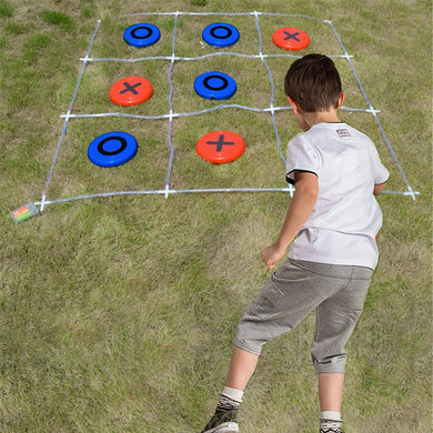 Glow-in-the-Dark Tic Tac Toe Set with Flying Discs – Family Fun That Shines After Dark
