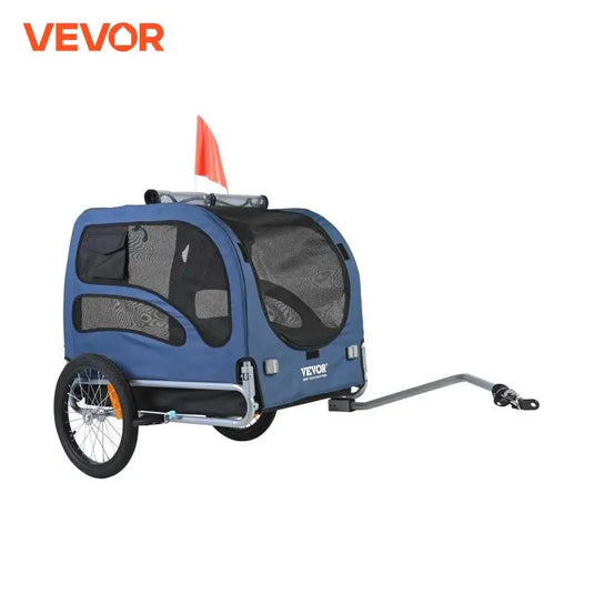 100 lb Pet Bike Trailer Foldable Bicycle Carrier for Dogs with Coupler, Reflectors & Safety Flag