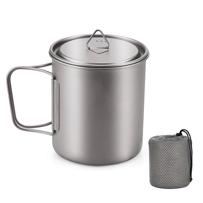 Load image into Gallery viewer, Ultralight Titanium Camp Mug | 300ml–750ml Foldable Handle Cup | Outdoor Camping Picnic Drinkware
