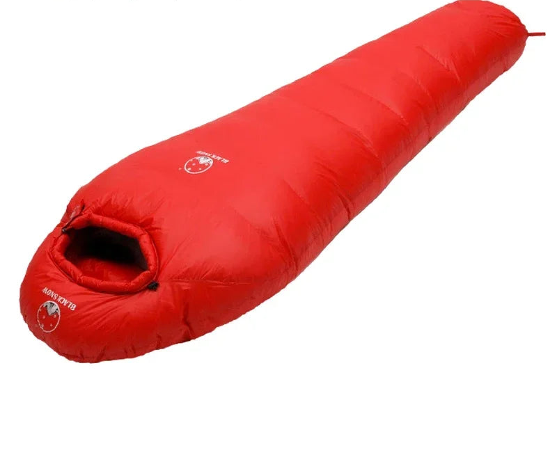 Load image into Gallery viewer, Red sleeping bag with weight information on a white background
