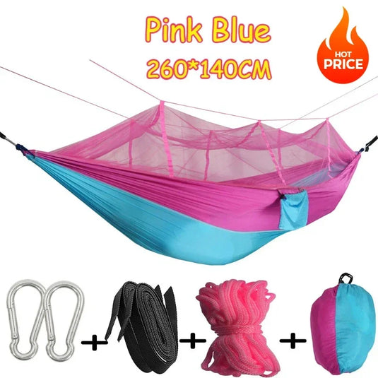 Ultra-Light Nylon Camping Hammock with Mosquito Net – Aerial Tent Style